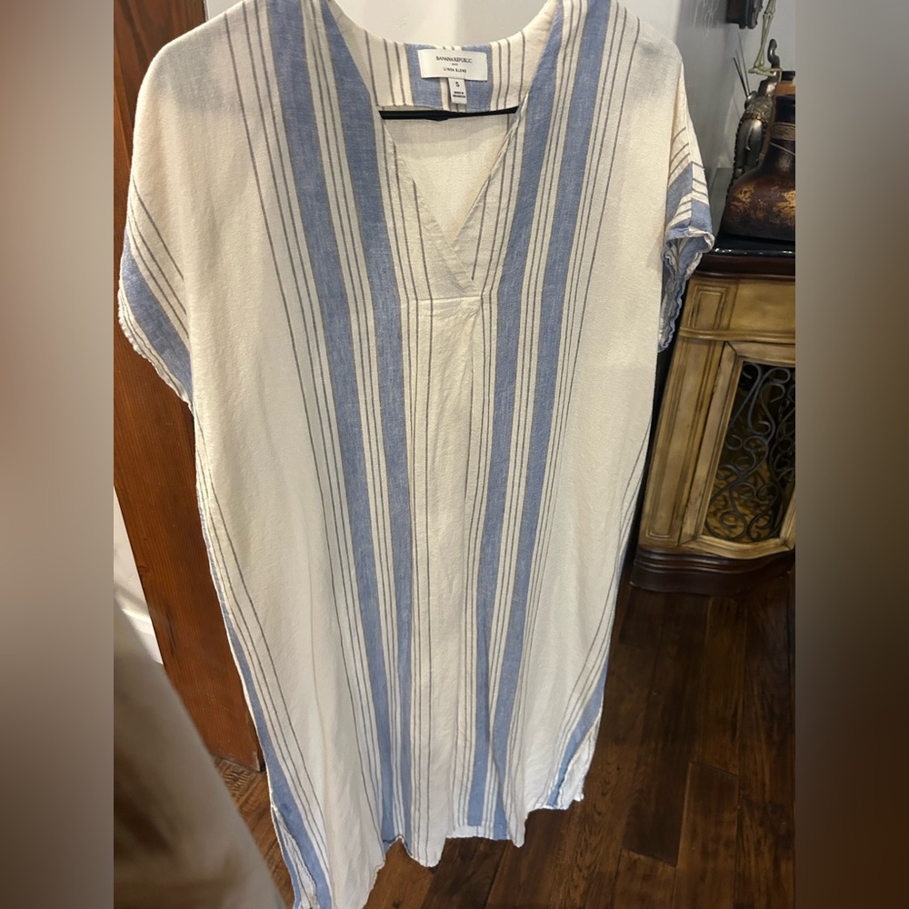 Ivory and Blue Striped Tunic